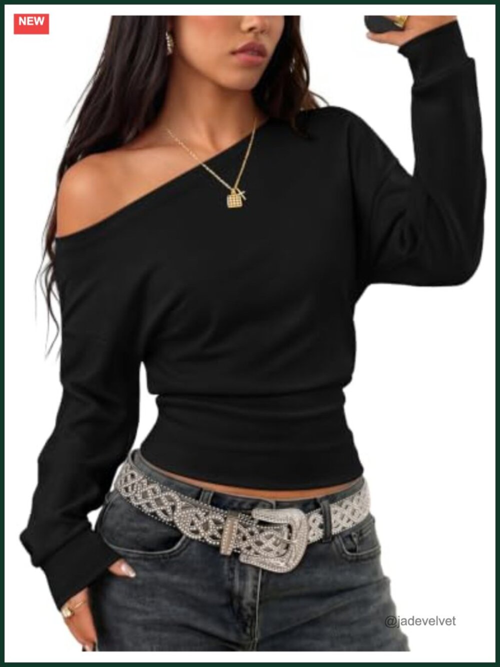Off Shoulder Long Sleeve Cinched Waist Going Out Top Cotton